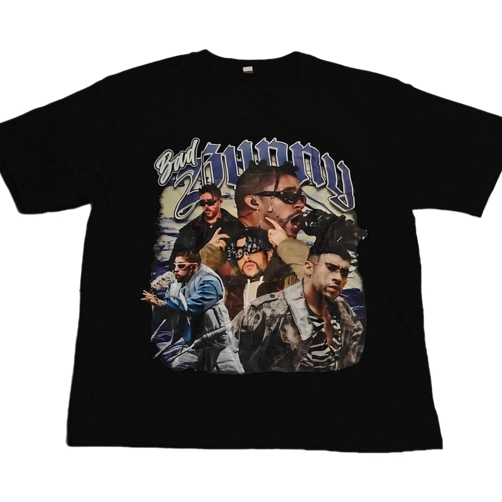 Bad Bunny T-Shirt Graphic Unisex Sizes S - XL Black Vintage Style 90's Reggaeton